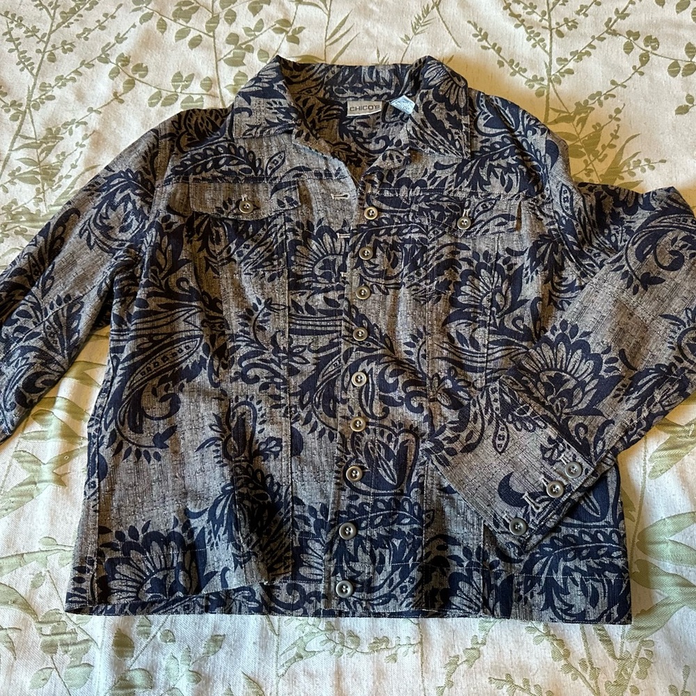 Chicos Floral Button-Up Jacket